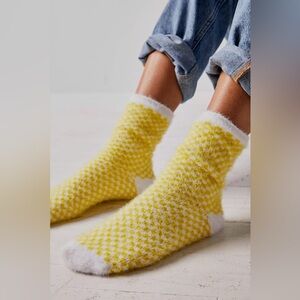 Free People Checked Out Fuzzy Socks ~ One Size ~ NWT